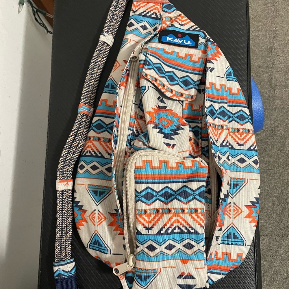 KAVU Patterned Sling Bag - Blue and Orange
